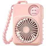 Hosrivae Mini ventilatore portatile con ciondolo a forma di perline, ventilatore portatile ricaricabile tramite USB, 2 raffreddamento silenzioso per viaggi, ufficio, scuola, simpatico design a cartoni