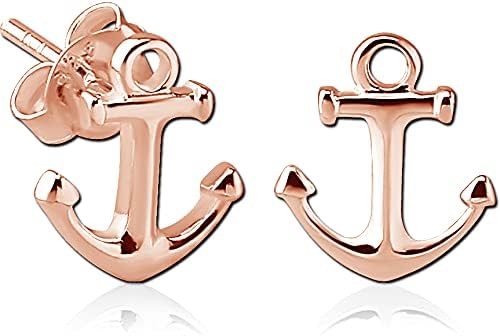 925 Sterling Silver XS Small Anchor Stud Earrings
