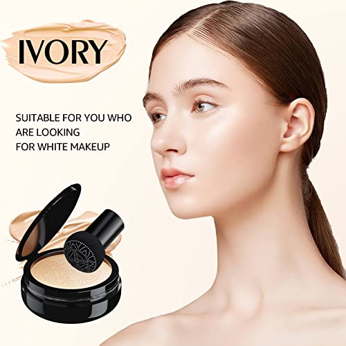 Air Cushion CC Cream - Moisturizing BB Cream Foundation, Long-Lasting Waterproof New Mushroom Head Cushion Foundation Concealer for Even Skin Tone (Ivory, 1 PCS) — view 2