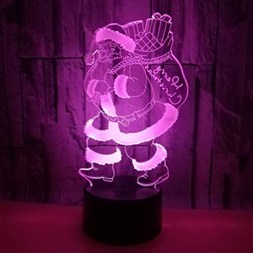 OSALADI Abajur LED Natal Papai Noel em forma de luz colorida acrílica Abajur de mesa luz noturna com