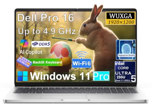 Image of Dell Pro 16 Business Laptop, Ultra 5 235U, 16GB DDR5, 512GB SSD, Win 11 Pro