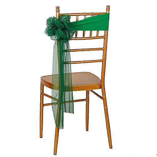 iEventStar 10pcs Spandex Stretch Ready to Use Chair Sashes Bow for Beach Wedding Party Decoration(Green)