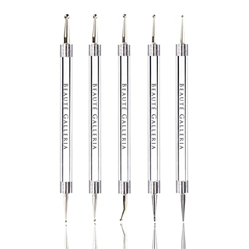 Beaute Galleria 5 Piece (10sizes) 2-Way Dotting Pens Nail Art Design Marbleizing Dotting Swirling Manicure Tools Mandala Art Painting Stylus