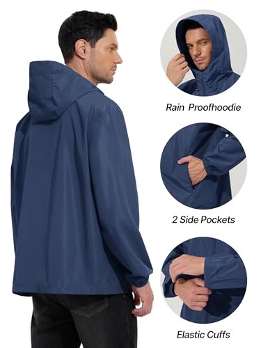 Image of UIQUR Mens Raincoat Waterproof Rain Jacket