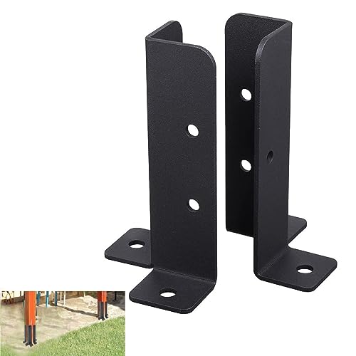 Base de poste de madera resistente ajustable, paquete de 2/4/8, kit de base de anclaje al suelo de balaustres de cubierta de hierro negro, soporte de barandilla de cerca de cubierta de pabellón al a