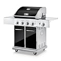 Heavy-Duty 5-Burner Propane Gas Grill - Stainless Steel Grill, 4 Main Burner with 1 side burner, 52,000 BTU Grilling Capacity, Electronic Ignition System, Built-in Thermometer - NutriChef NCGRIL2.5