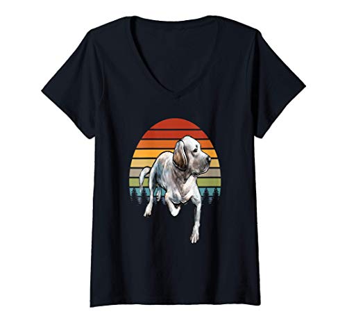 Mujer Amante de Labrador Camping Camiseta Cuello V