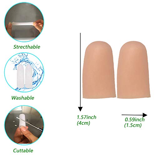 Gel Finger Protectors Finger Caps Silicone Fingertips Protection - Finger Cots Great for Trigger Finger, Finger Arthritis, Finger Cracking and Other Finger Pain Relief(Nude, Medium) - Thumbnail 5