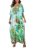 ELSCIRW Plus Size Kaftan Dress for Women Caftan Bathing Swim Cover Up Boho Beach Dress Lightweight Loungewear