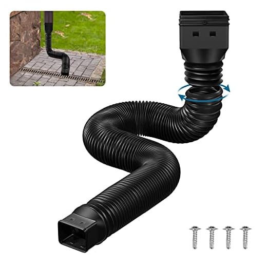 TOKPLNU Extensión flexible de boquilla de desagüe para canalón de lluvia, extensor de boquilla de drenaje negro, conector de canalón, extensible de 19.7 a 58 pulgadas, 1 paquete