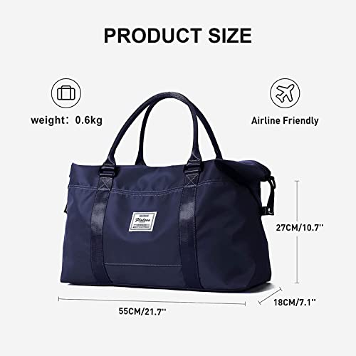 Dark Blue Sport Travel Duffle Bag Large Gym Tote Bag for Women, Weekender Bag Carry on Bag for Airplane, Ladies Beach Overnight Bag Waterproof Luggage Bags with Wet Pocket2