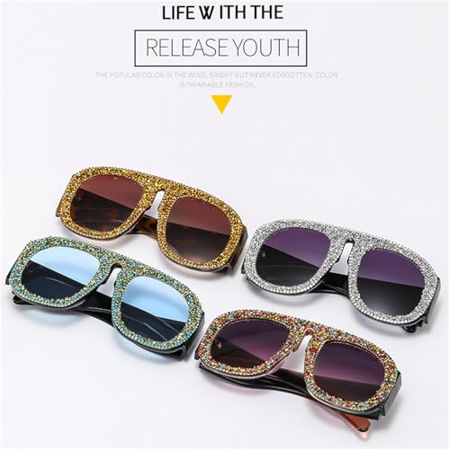 willochra Oversized Bling Rhinestone Pilot Sunglasses for Women Men Fashion Shield One-Piece Sun Glasses Thick leg Goggles4