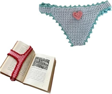 Hamai Handmade Crochet Bikini Bookmark Funny Underwear Shaped Bookmark Page Holder for Book Lovers Writers and Teachers, Personalized Cute New Outfit Stitched with Love (C)