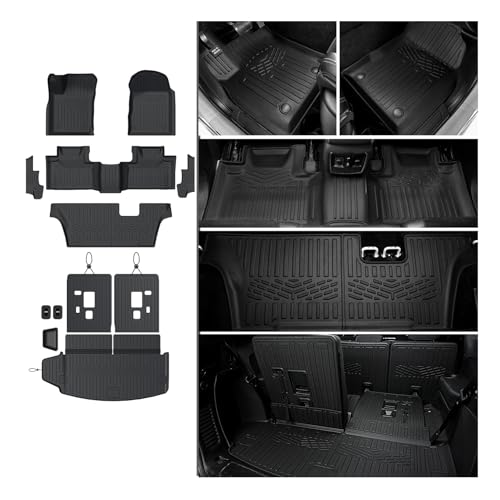 JOULARISE Floor Mats Set for 2016-2026 Dodge Durango (Only for 7 Seats with Bench Seats) All Weather TPE Backrest Mat Trunk Mat Cargo Liner Door Sill Guards Accessories (7 Seats Floor Mats Set)