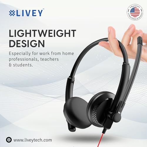 Image of LIVEY SAVVY LT-410DJU 2-in-1 3.5mm Dual Option USB Over Ear Wired Headphones with Mic Proffessional Noise Cancelling Stereo Headset (Black)