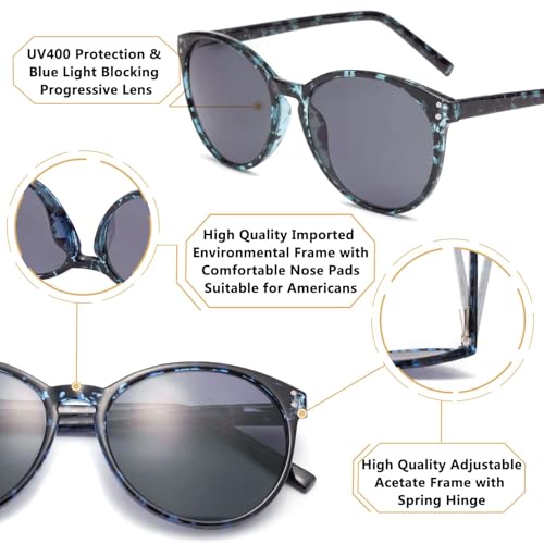 Image of Amorays Cat Eyes Progressive Multifocal Reading Sunglasses UV Protection Anti Blue RaysTrifocal Sun Readers for Women