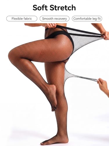 Image of ZINTEDI 2 Pairs Womens Fishnet Stockings High Waist Tights Fishnets Fishnet Tights for Women