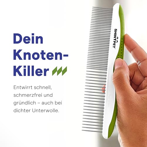 Hundekamm & Katzenkamm für Fellpflege Mittel- bis Langhaar Haustier - 2-in-1 Fellkamm für Katzen & Hunde - Kamm zum Entwirren und Entfernen von Knoten & Verfilzungen - Ebook-Anleitung