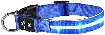 MASBRILL Waterproof Light Up Dog Collar - Rechargeable High Visibility Effective Safety LED Collar