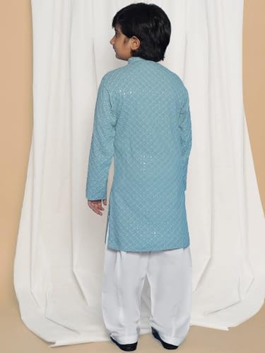 Image of AJ DEZINES Kids Kurta Pajama Set For Boys | Embroidery Chikankari Kurta Set | Traditional & Festive Outfit | Cotton Stylish Boys Kurta Pyjama | Perfect For Festivals Wedding & Family Function