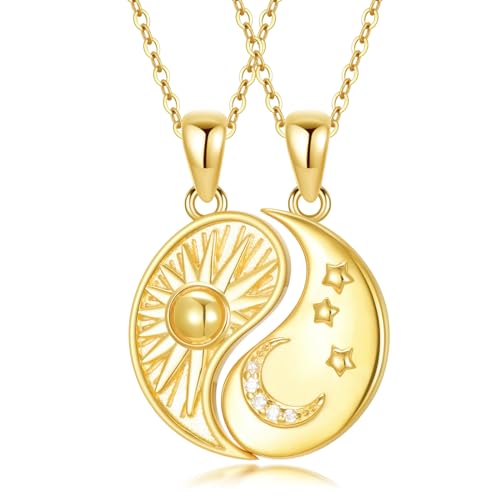 Vonala Collar De Plata De Ley Chapado En Oro Con Sol Y Luna A Juego, Collar De Amistad Yin Yang, Regalo De Joyería Para Parejas, Ella Y Él, 19 10.5mm, Plata Esterlina, Circonia Cúbica Vonala Collar De Plata De Ley Chapado En Oro Con Sol Y Luna A Juego, Collar De Amistad Yin Yang, Regalo De Joyería Para Parejas, Ella Y Él, 19 10.5mm, Plata Esterlina, Circonia Cúbica