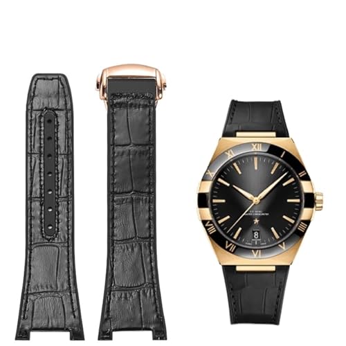 Bracelet de montre de rechange 25mm en cuir et caoutchouc pour Omega Double Eagle Scruby