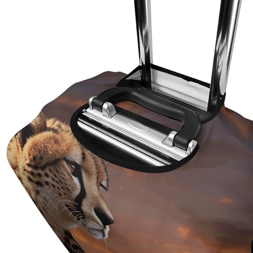 Travel Wheeled Suitcase Sleeve Dustproof Anti-scratch Cheetah Looking with Sunset Luggage Case Protective Cover For 19-32 Inch Luggage4
