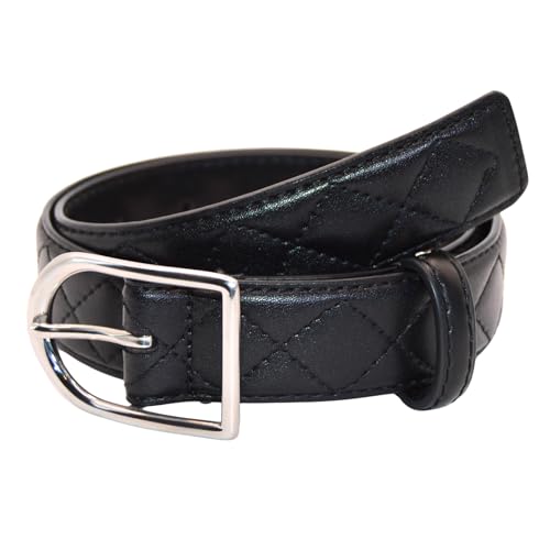 Kids Equestrian Genuine Leather Quilted Belt for Breeches, Durable Stainless Steel Buckle Toddlers, Kids, Girls, Teen