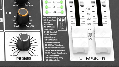 Image of Dabeatz Professional 6 Channel Mixer | XLR + TRS 6.35MM Input Ports | USB MP3 & BT Support |Delay & Repeat FX | Stereo Output |48V Phantom Power | Stereo Control Room, Aux, Headphone