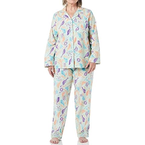 AmeriMark Women Flannel Sleepwear – Cotton 2-PC Pajama Set for Sleeping Lounge Nightwear – Soft Top and Pants Loungewear PJs Cover