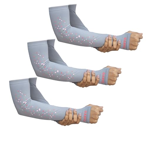 Image of TVARRA Anti-Tan Fingerless Arm Sleeves for Women|UV Protection Hand Cover Sleeves for Bike Riding, Running & Outdoor Use,Dust & Summer Protection Arm Sleeves for Girls (Petals Design)