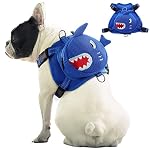 IDOMIK Dog Backpack Harness, No-Pull Dog Backpack with D-Ring for Small Medium Dogs, Cute Self Carrier Backpack for Dogs to Wear, Adjustable Dog Harness Backpack for Traveling Camping Hiking,Shark,XS