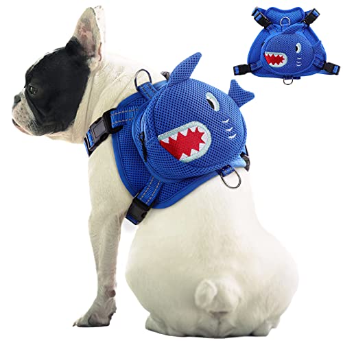IDOMIK Dog Backpack Harness, No-Pull Dog Backpack with D-Ring for Small Medium Dogs, Cute Self Carrier Backpack for Dogs to Wear, Adjustable Dog Harness Backpack for Traveling Camping Hiking,Shark,S by IDOMIK - Used condition - US$20.50