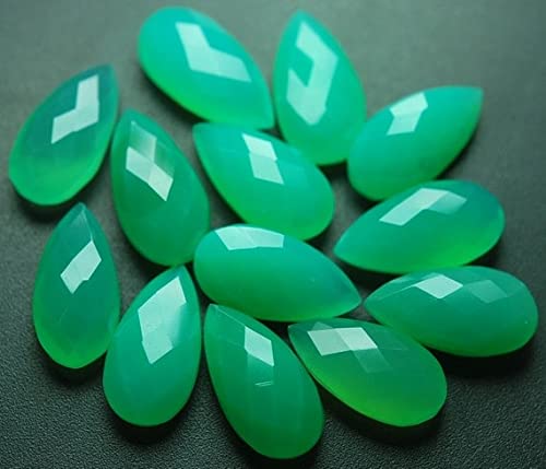 Chrysoprase chalcedoine 10x20mm facettée en briolettes poire