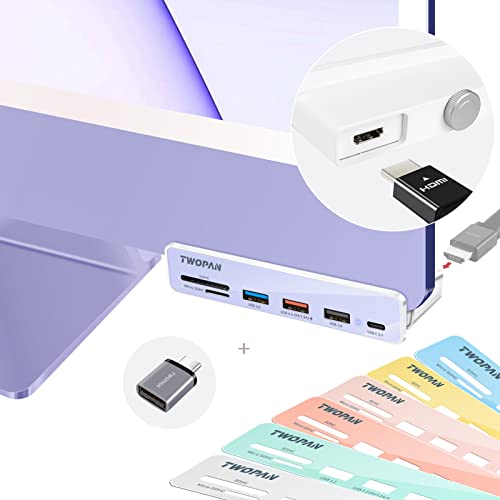 TWOPAN USB C Hub Multiport Adapter for iMac 2021, 7 in 1 iMac USB Adapter, USB Hub HDMI for iMac 24/27 inch, USB Splitter with USB 3.2 Port, HDMI, Micro/SD Card Readers & Multi Colored Panels TWOPAN USB C Hub Multiport Adapter for iMac 2021, 7 in 1 iMac USB Adapter, USB Hub HDMI for iMac 24/27 inch, USB Splitter with USB 3.2 Port, HDMI, Micro/SD Card Readers & Multi Colored Panels