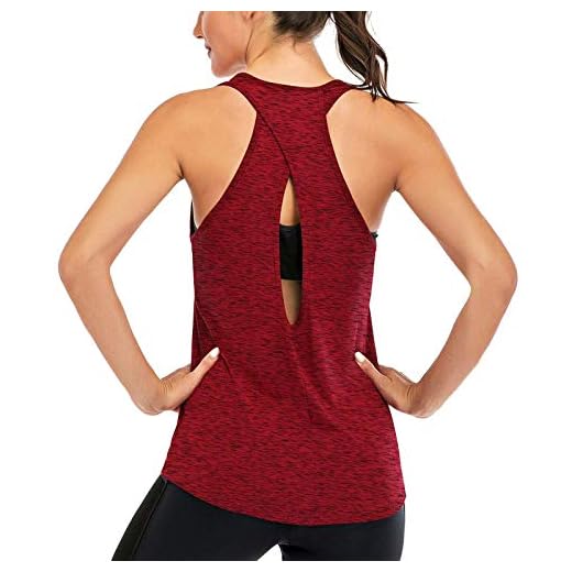 Superora Tanktops dam sport yoga racerback fitness löpning träning löptopp ärmlös skjorta toppar, röd, M