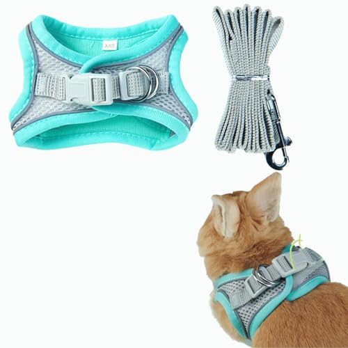 Image of Escape Proof Rabbit Harness and Leash Set Breathable Mesh Vest (Green,XL)