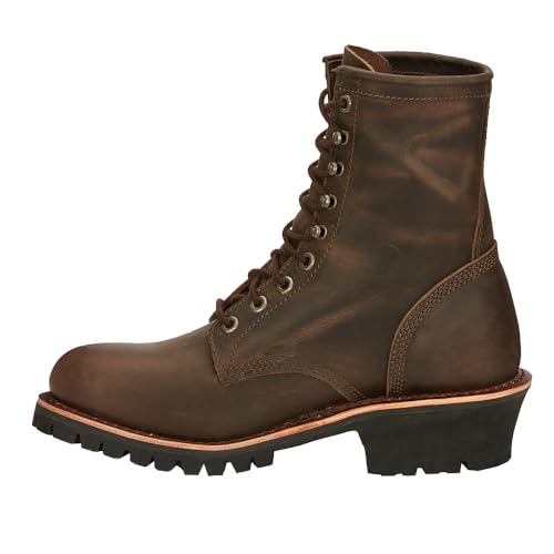 Chippewa Men`s Brown 8In Round Soft Toe Work Boot4