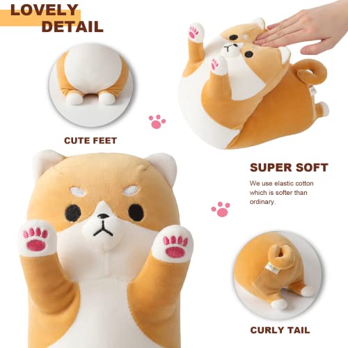 Peach Cat Shiba Inu Dog Plush Pillow Corgi Stuffed Animal Long Dog Plush Body Pillow For Girls And Boys Suitable For Bed Sofa Chair Brown 19.6" #TOP4