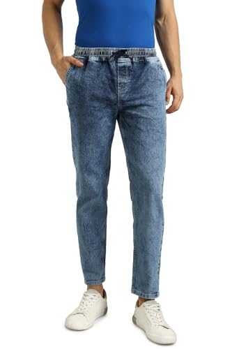 Image of Urbano Fashion Men Mid Rise Regular Fit Washed Jogger Jeans Stretchable