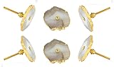 TRINCA-FERRO Set of 6 Agate Knobs Grey for Cabinets Dresser Drawers Interior/Exterior Stone Knobs for Drawer Pull Decorative Modern Stone Closet Knobs for Kitchen | Bedroom | Bathroom | Office |