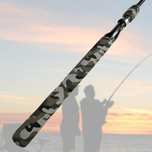 SoftShrink Camouflage Shrink Wrap for Fishing Rod Handles & Knife Grips - Waterproof, Easy to Clean (28mm Diameter, 1.65 ft Length, Gray Camo Color)