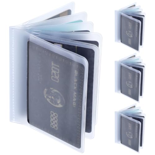 Plastic Wallet Insert, 4 Packs 6 Page Credit Card Holder Clear Wallet Photo Insert Card Picture Sleeves for Bifold