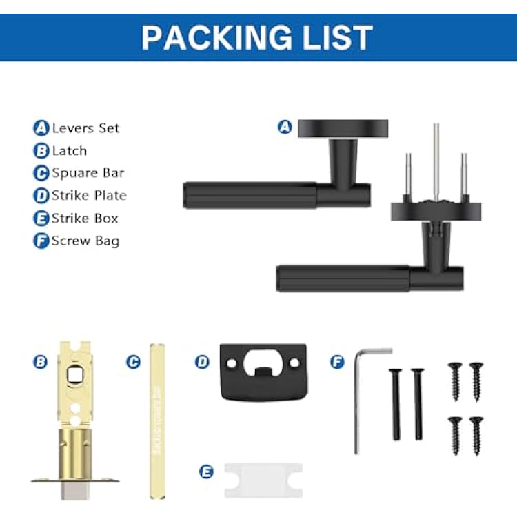 Amerdeco 4 Pack Matte Black Door Handles Interior,Knurled Privacy Door Handles with Lock,Heavy Duty Black Door Lever for Bedroom or Bathroom,Reversible Keyless for Left Right Handed Doors AM0033