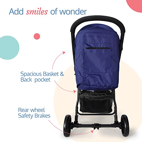 Image of LuvLap Primo Baby Stroller /Pram with 5 Point Safety Harness, EN1888-2 Certified, Looking Window, Multi Level Recline & Adjustable footrest, Extendable Canopy, Blue