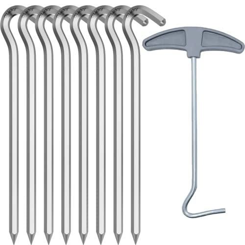 8 Pièces Piquets de Tente,Sardines Piquet en Piquet de Fixation avec Extracteur pour Tente De Camping Jardinage Cover