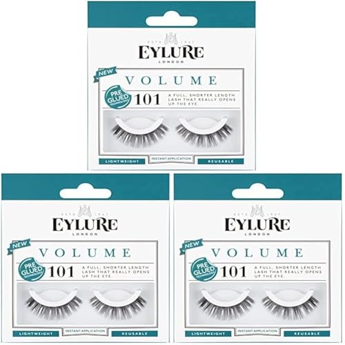 Image of Eylure Volume Pre-Glued False Lashes Number 101 (Pack of 3)