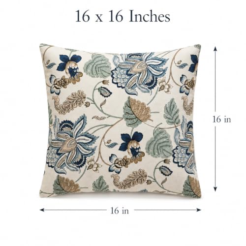 Image of Clasiko Cotton Cushion Covers 16x16 Inches Pack of 5 | Azure Fern