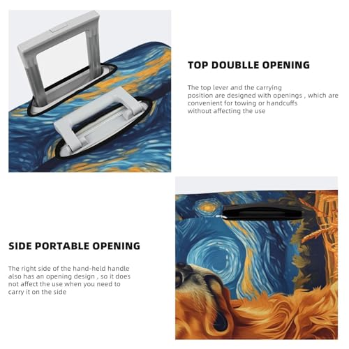 Golden Retriever Swirling Stars Elastic Travel Luggage Covers Dustproof Scratch-Resistant Suitcase Protector Fit 22-24 Inch3