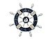 Hampton Nautical Rustic Dark Blue and White Decorative Ship Wheel with Sailboat 6